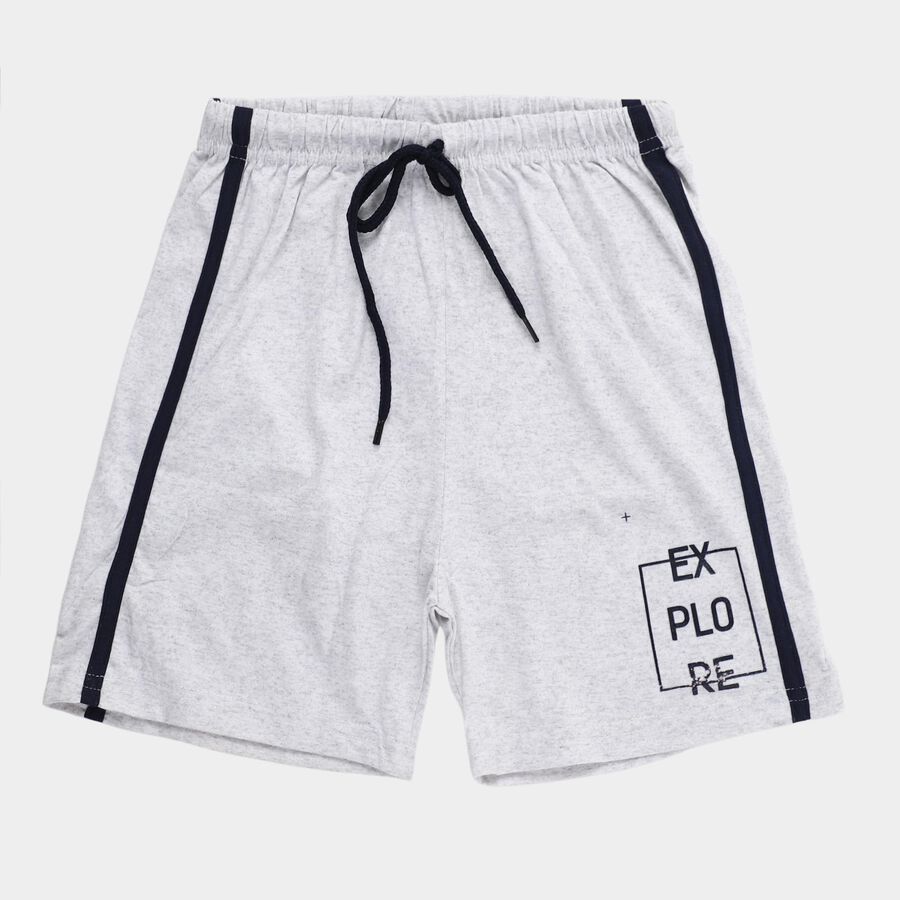 Boys' Grey Regular Fit Bermuda Shorts, Ecru Melange, large