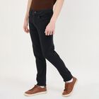 Men's Slim Fit Jeans, काला, small