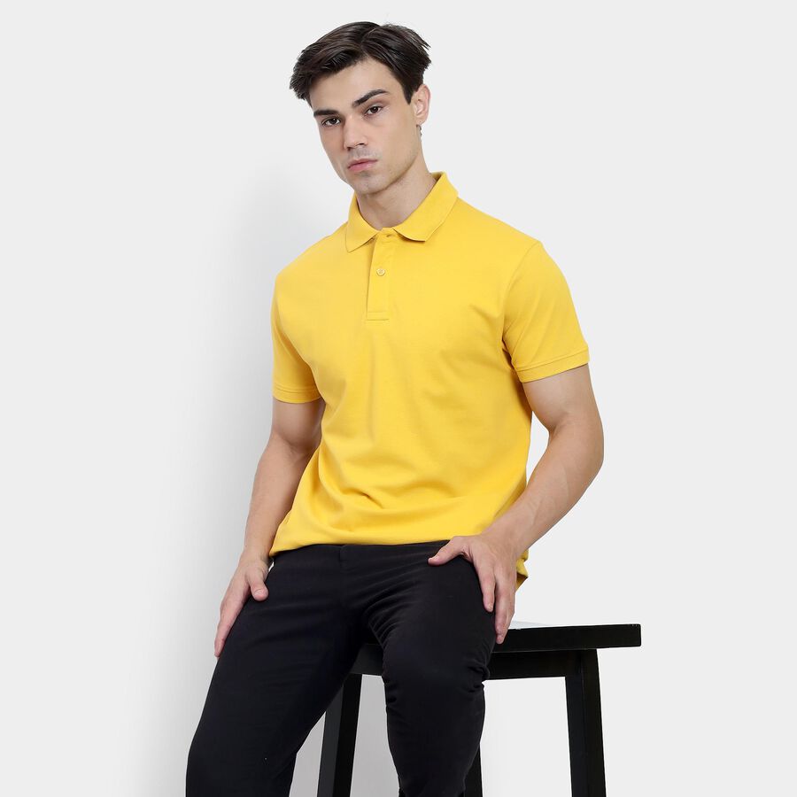 Men's Collared Half Sleeves T-Shirt , Mustard, large image number null