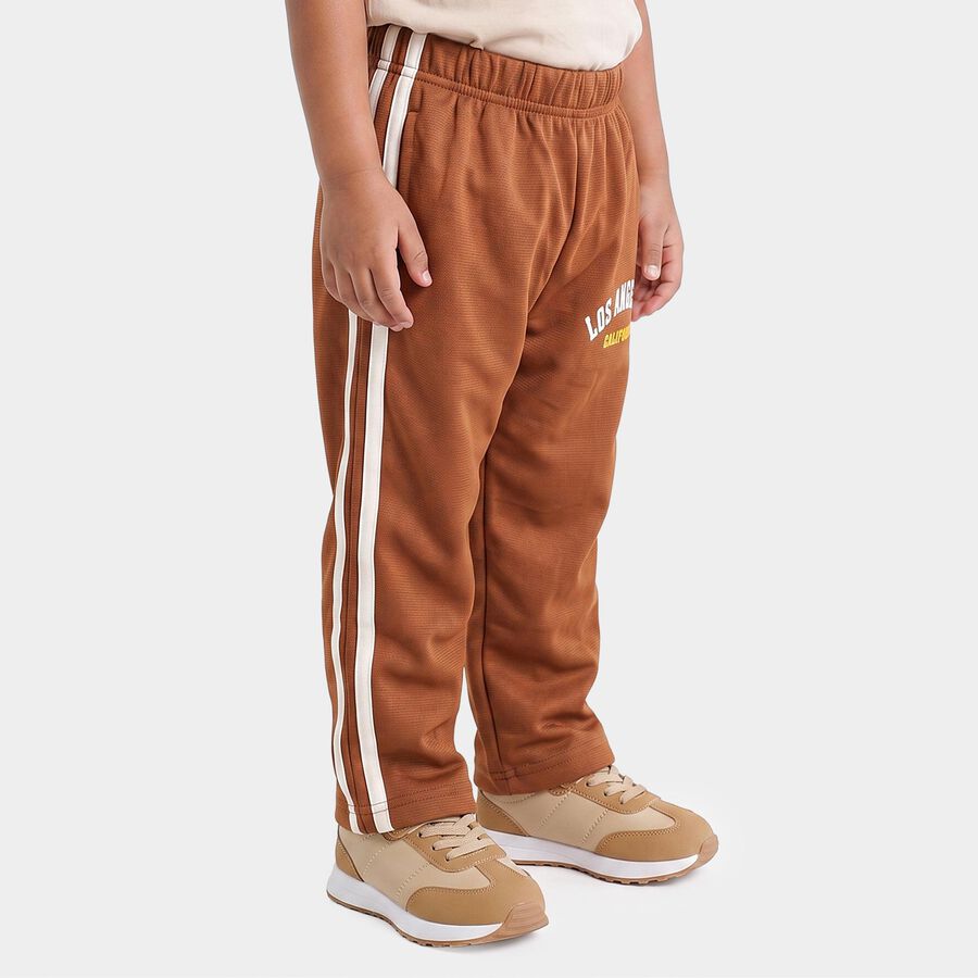 Boys Brown Straight Fit Graphic Printed Pyjama, Brown, large