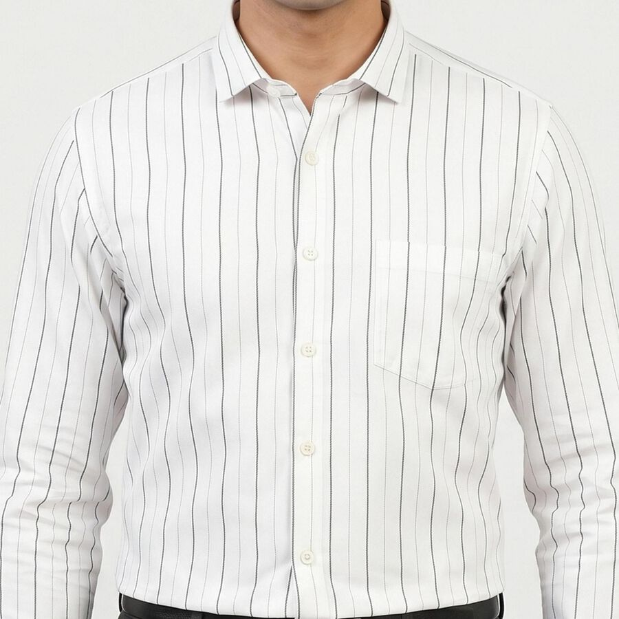 Men White Classic Formal Shirt, White, large
