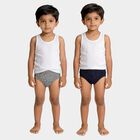 Boys' Grey and Navy Regular Fit Printed and Solid Briefs, हल्का ग्रे, small