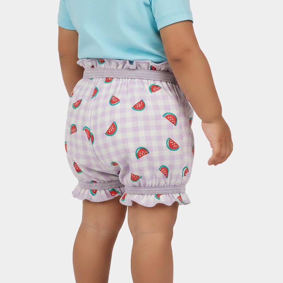 Infants' Lavender Regular Fit Printed Bloomer Shorts, लाइलेक, large