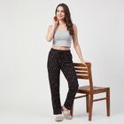 Women Black Straight Fit Heart Printed Pyjama, Black, small