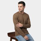 Men's Brown Round Neck Regular T-Shirt, भूरा, small
