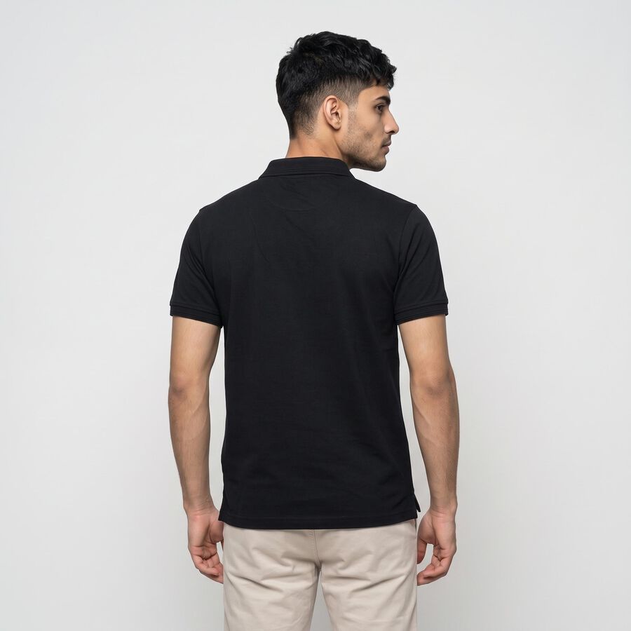 Men's Navy Blue Polo Neck Solid Polo T-Shirt, नेवी ब्लू, large