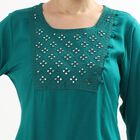 Women's Dark Teal Green Square Neck Embroidered Kurta, Dark Green, small image number null