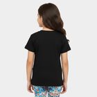 Girls Black Round Neck Regular T-Shirt, काला, small
