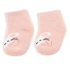 Infants Muted Gray and Soft Peach Regular Fit Embroidered Pack of 2 Socks, हल्का गुलाबी, small image number null