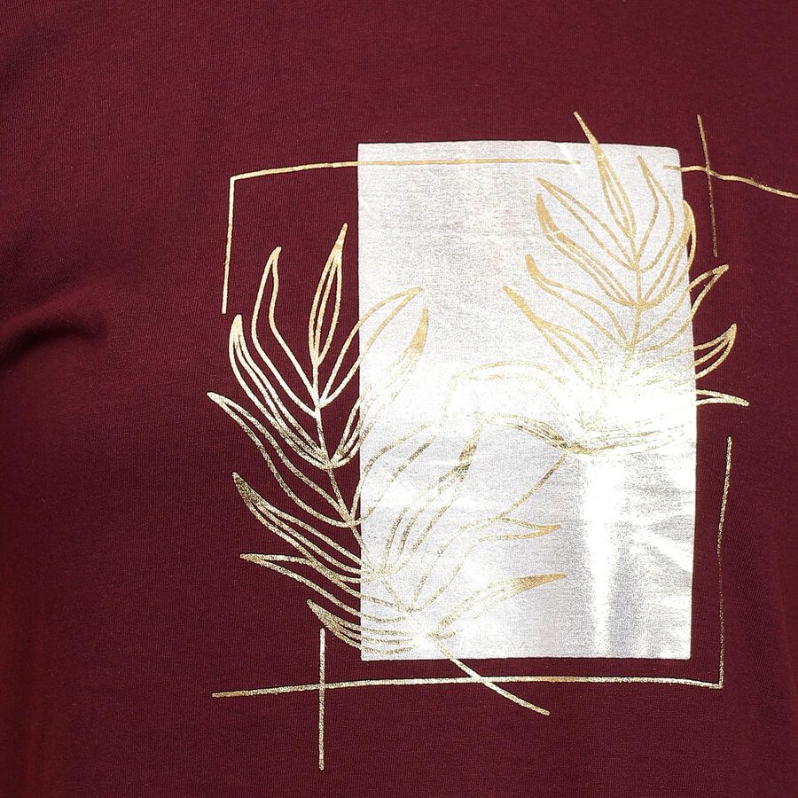 Ladies' Round Neck T-Shirt , वाइन, large image number null