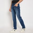 Men's Slim Fit Jeans , मध्यम नीला, small image number null