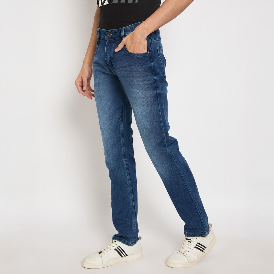 Men's Slim Fit Jeans , मध्यम नीला, large image number null