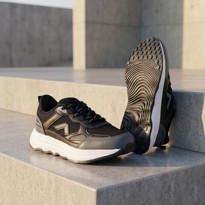 Men's Black Lace-Up Sneakers