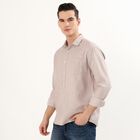 Men's Muted Brown Classic Casual Shirt, भूरा, small