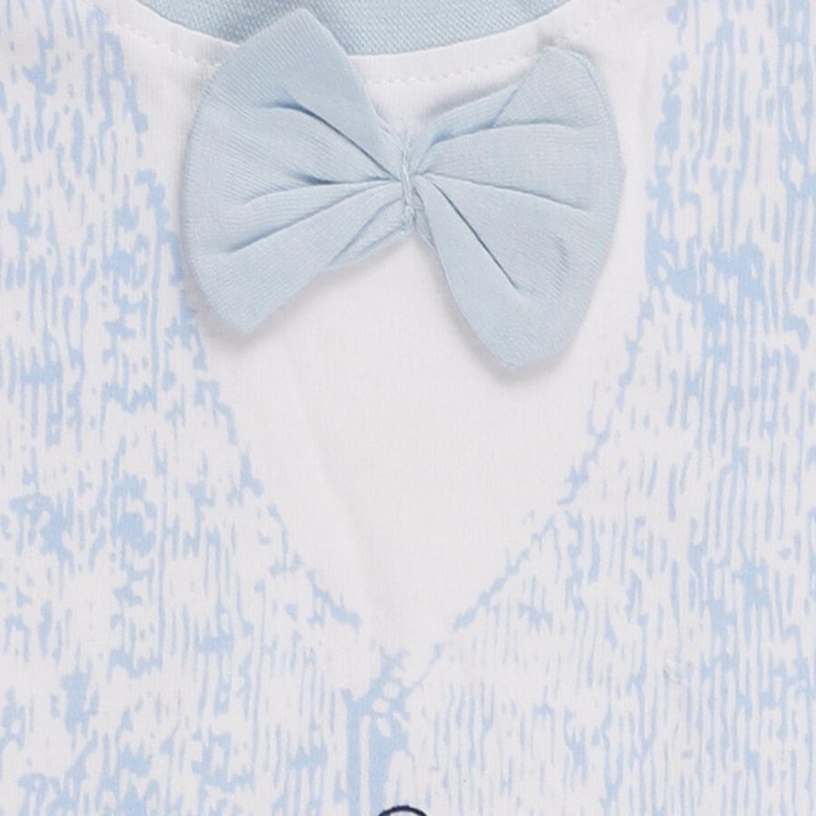 Infants Light Baby Blue Printed Cotton Baba Suit, हल्का नीला, large image number null