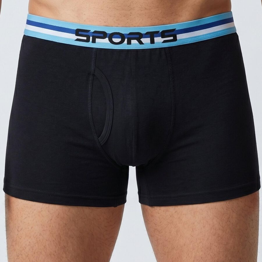 Men's Navy Blue Regular Fit Solid Trunks, नेवी ब्लू, large