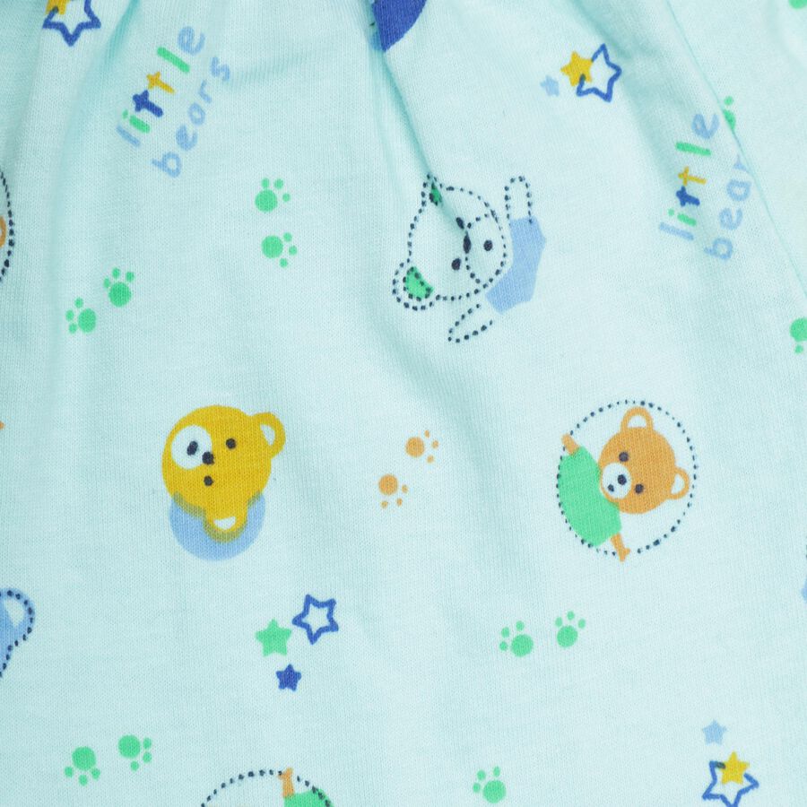 Infants Cotton Printed Night Suit, Aqua, large image number null