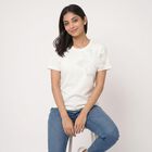 Women's White Round Neck Regular T-Shirt, White, small