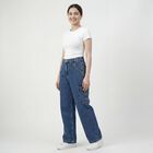 Women's Blue Slim Fit High-Rise Jeans, मध्यम नीला, small