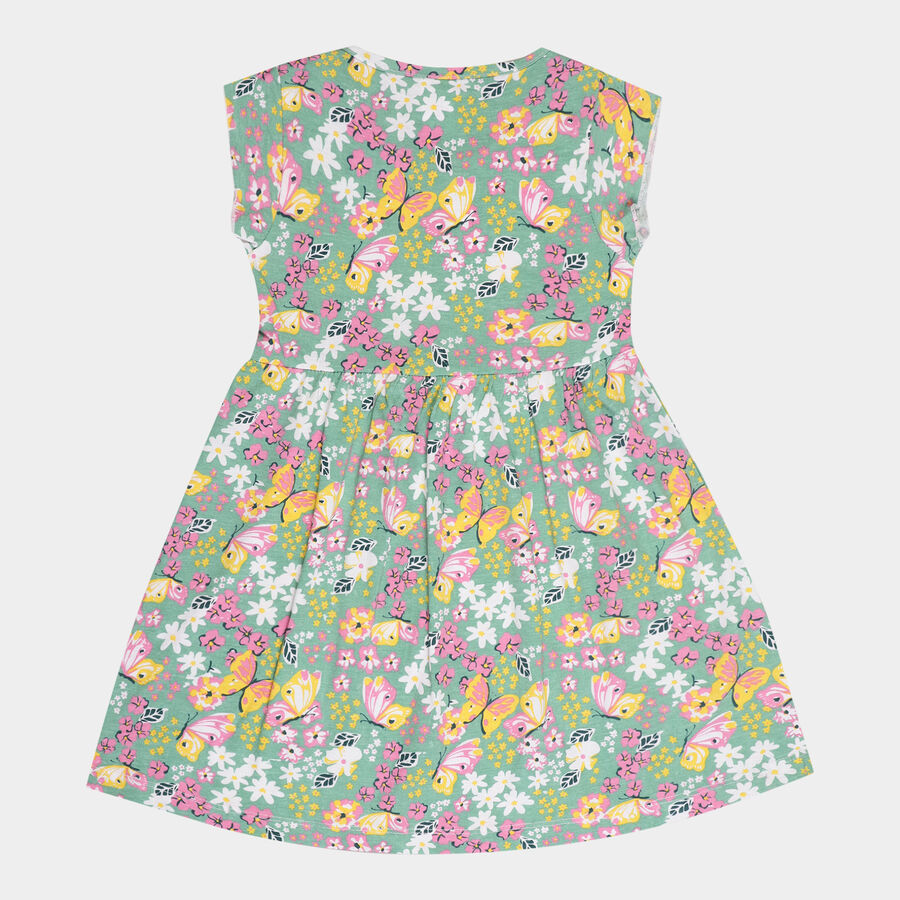 Girls Cotton Frock, Light Green, large image number null