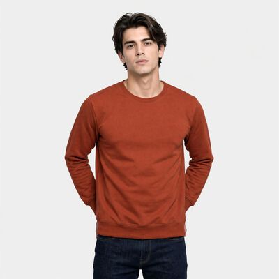 Men's Rust Crew Neck Pullover Sweatshirt