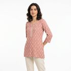 Women's Purple Notch Neck Printed Straight Kurti, बैंगनी, small