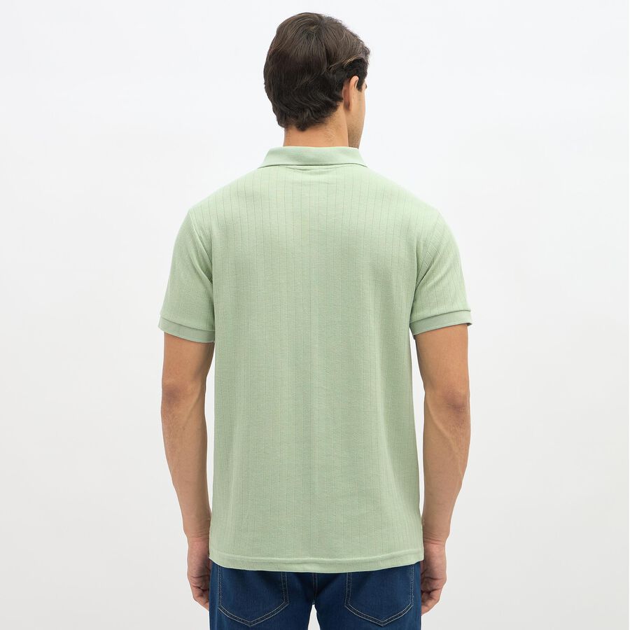 Men's Light Sage Green Polo Neck Casual T-Shirt, Light Green, large image number null