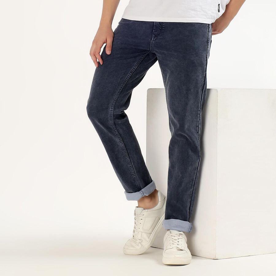 Men's Washed Indigo Slim Fit Jeans, Dark Blue, large