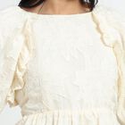 Women's Ivory Round Neck Romantic A-Line Dress, ऑफ व्हाइट, small image number null