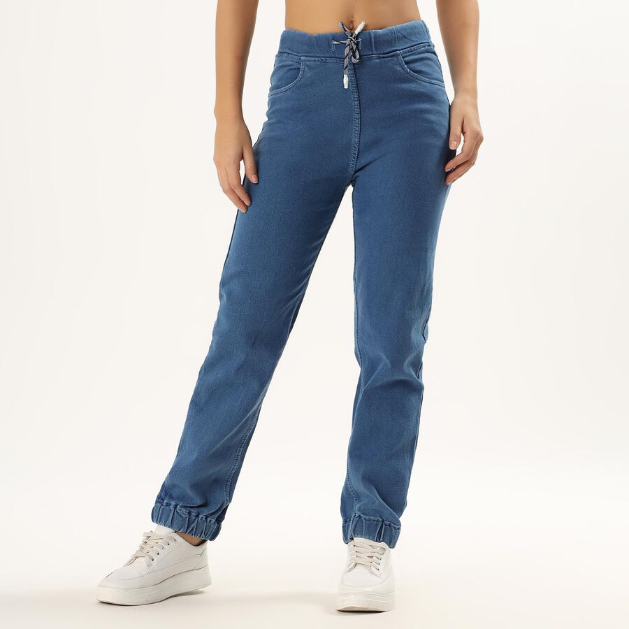 Ladies' Mid Rise Jeans, Mid Blue, large image number null