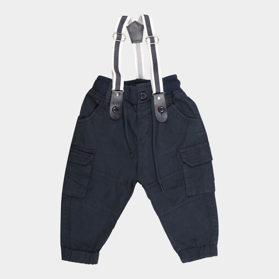 Infants Cotton Solid Trousers, Navy Blue, large image number null