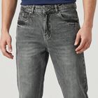 Men's Grey Straight Fit Washed Jeans, हल्का ग्रे, small