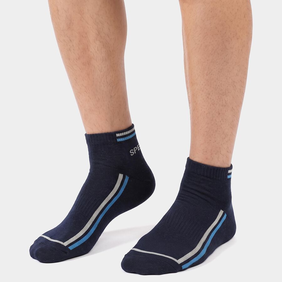 Men's Ankle Length Pack of 3 Socks ( Grey, Charcoal, Navy ), नेवी ब्लू, large