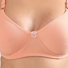Women's Beige Cotton Padded Wired T-Shirt Bra, Peach, small