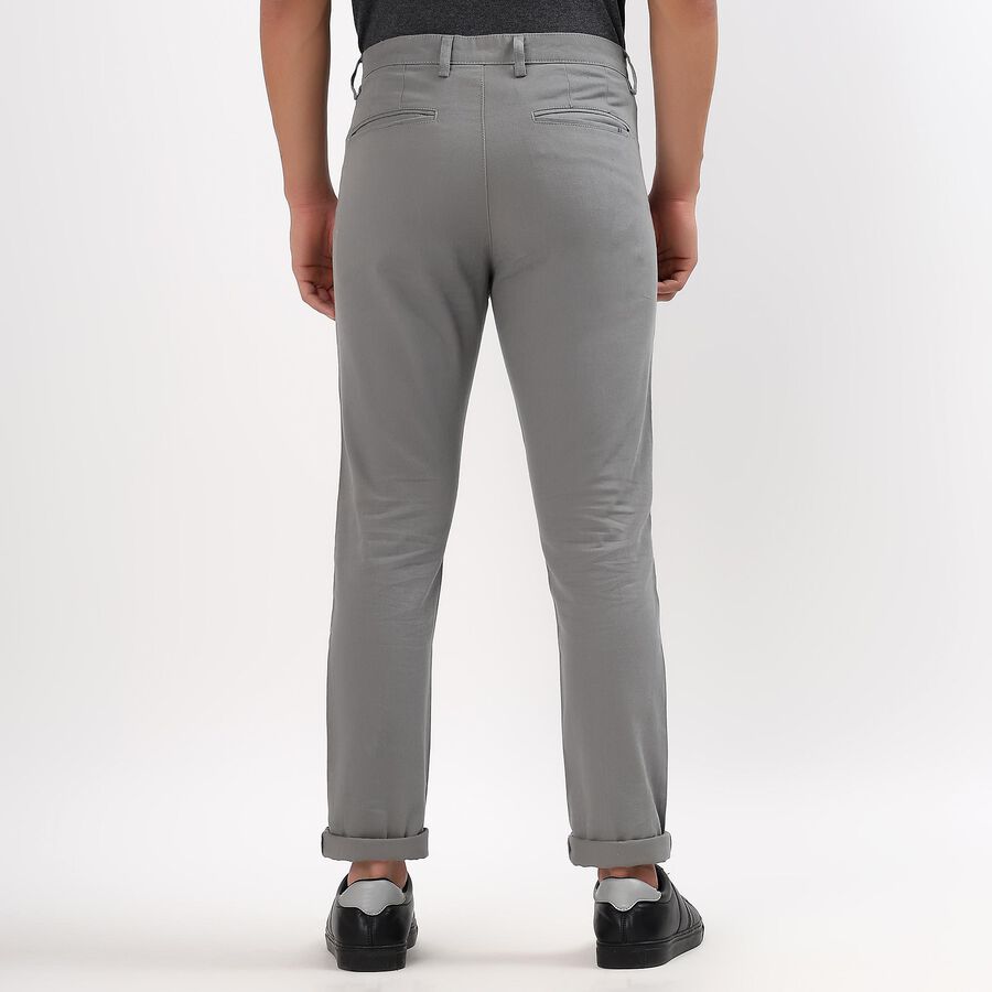 Men's 100% Cotton Slim Fit Casual Trousers, Light Grey, large image number null
