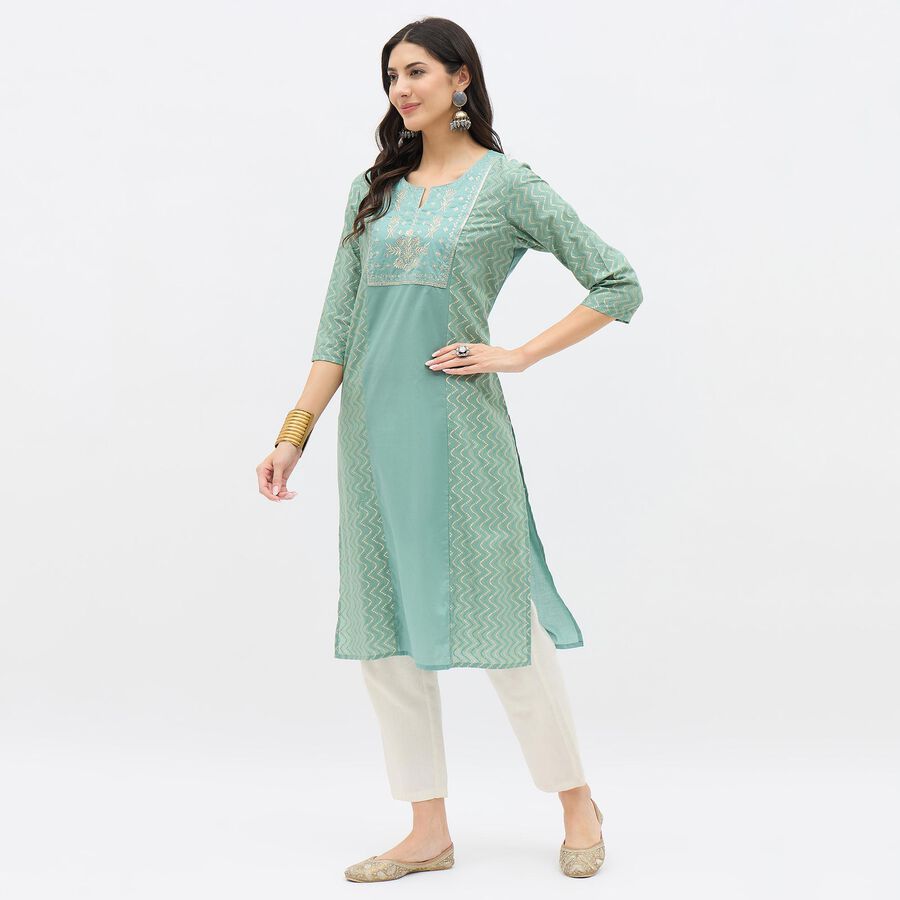 Ladies' 100% Cotton Kurta, Aqua, large image number null