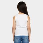 Girls White Cotton Round Neck Sleeveless Vest, सफ़ेद, small