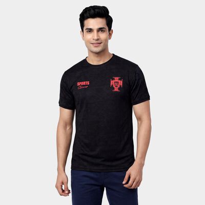 Men's Black Crew Neck Athleisure T-Shirt