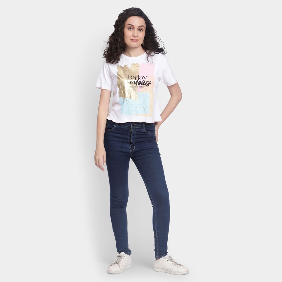 Ladies' 100% Cotton Crop  Top, White, large image number null