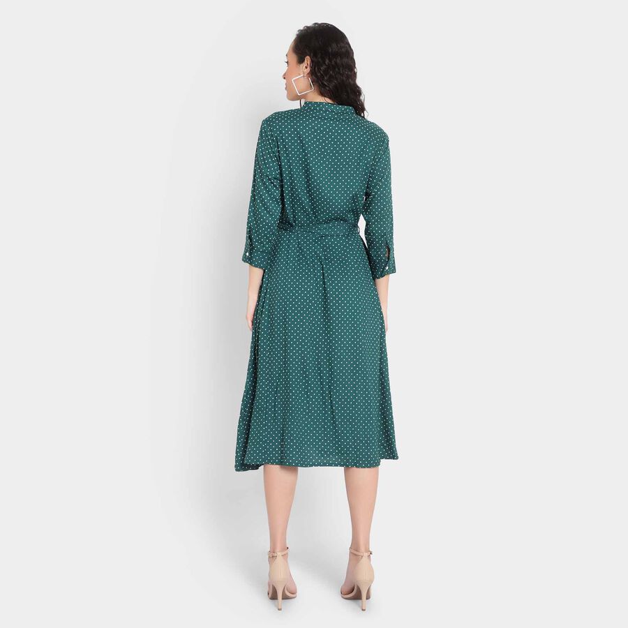 Printed Dress, Dark Green, large image number null