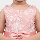 Girls' Pink Floral Embroidered Fit and Flare Frock, Pink, small