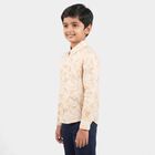 Boys White Printed Casual Shirt, White, small