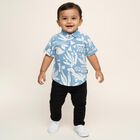 Infants Light Powder Blue Cotton Half Sleeve Classic Casual Shirt, Mid Blue, small image number null