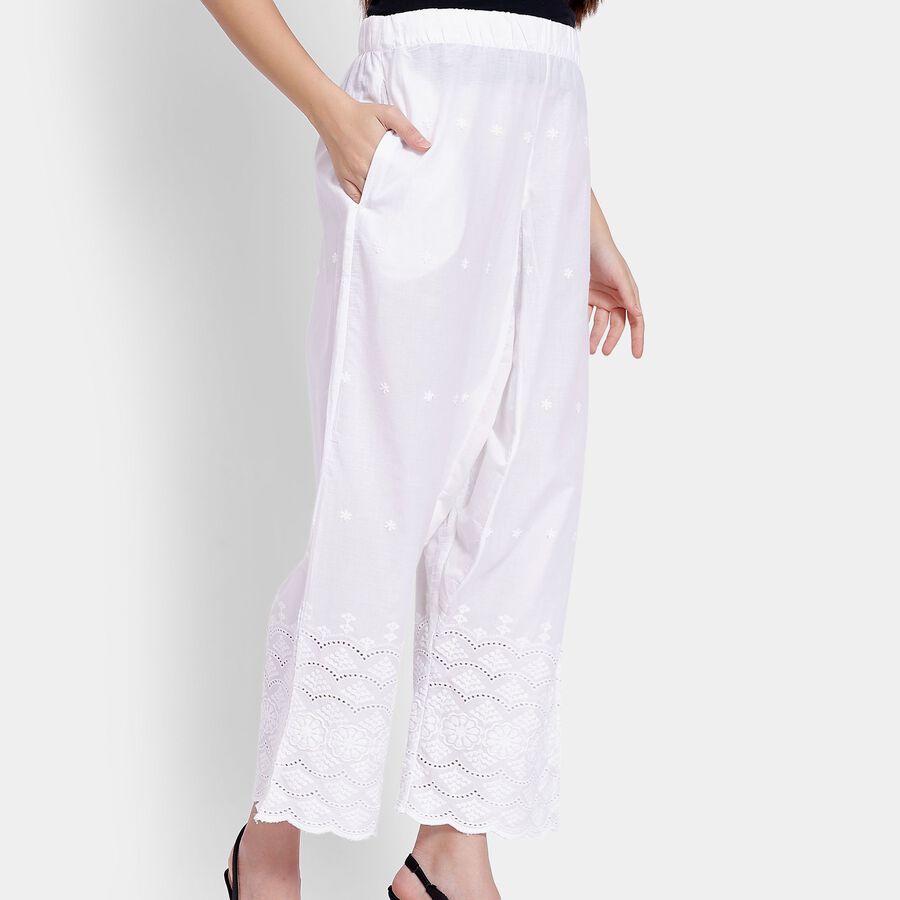 Ladies' 100% Cotton Palazzos, Off White, large image number null
