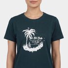 Women's Dark Green Round Neck Casual T-Shirt, Dark Green, small