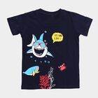 Boys Navy Blue Cotton Crew Neck Casual T-Shirt, Navy Blue, small