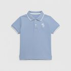 Boys Light Blue Polo Collar Casual T-Shirt, मध्यम नीला, small image number null