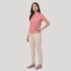 Women's Pink Polo Neck Polo T-Shirt, Pink, small