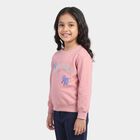 Girls' Pink Round Neck Pullover Sweatshirt, Light Pink, small