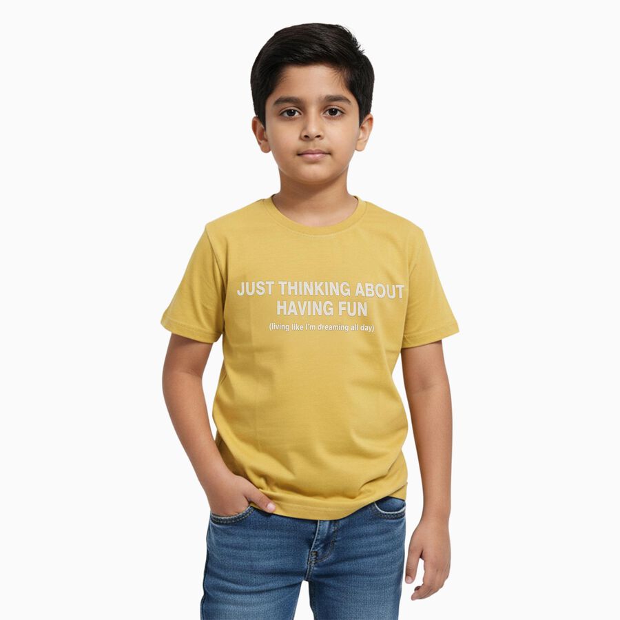 Boys' Half Sleeves T-Shirt, मस्टर्ड, large image number null
